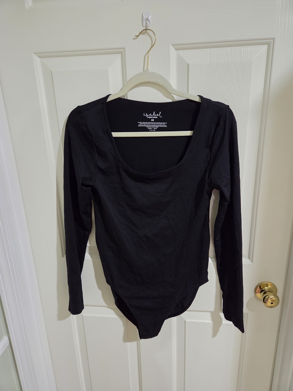 Isabel Maternity Black Long-Sleeve Scoop Neck Bodysuit